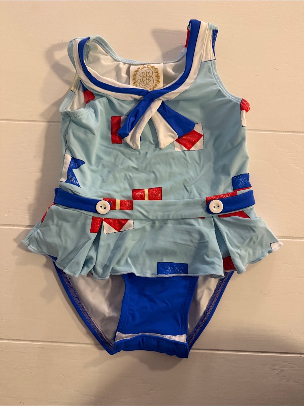 Blue Nautical Kids Costume One-Piece with Skirt